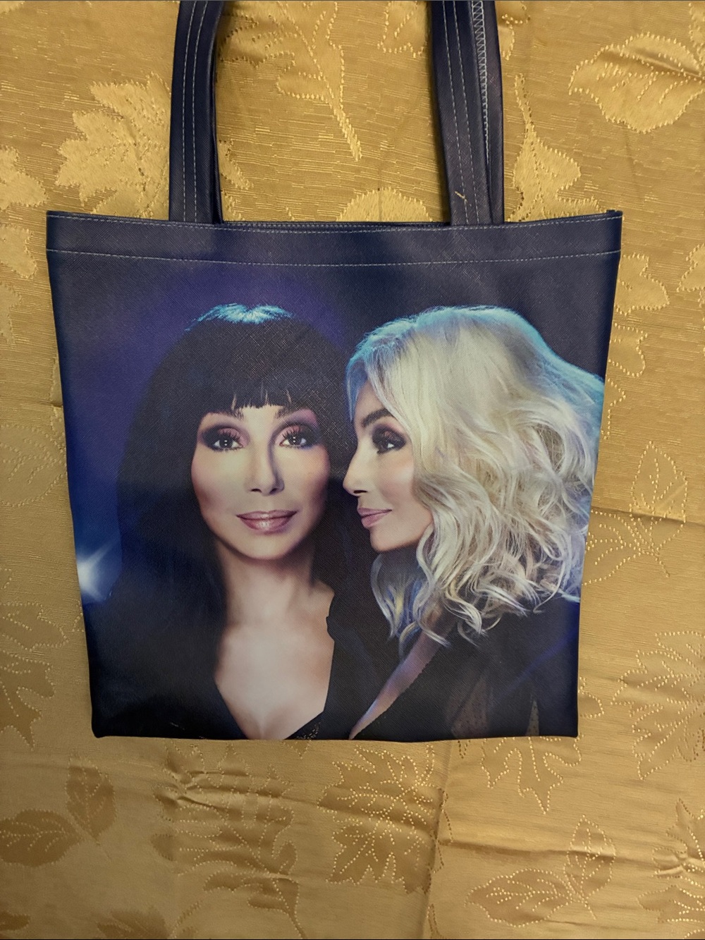Cher Navy Portrait-Print Women's Tote Bag